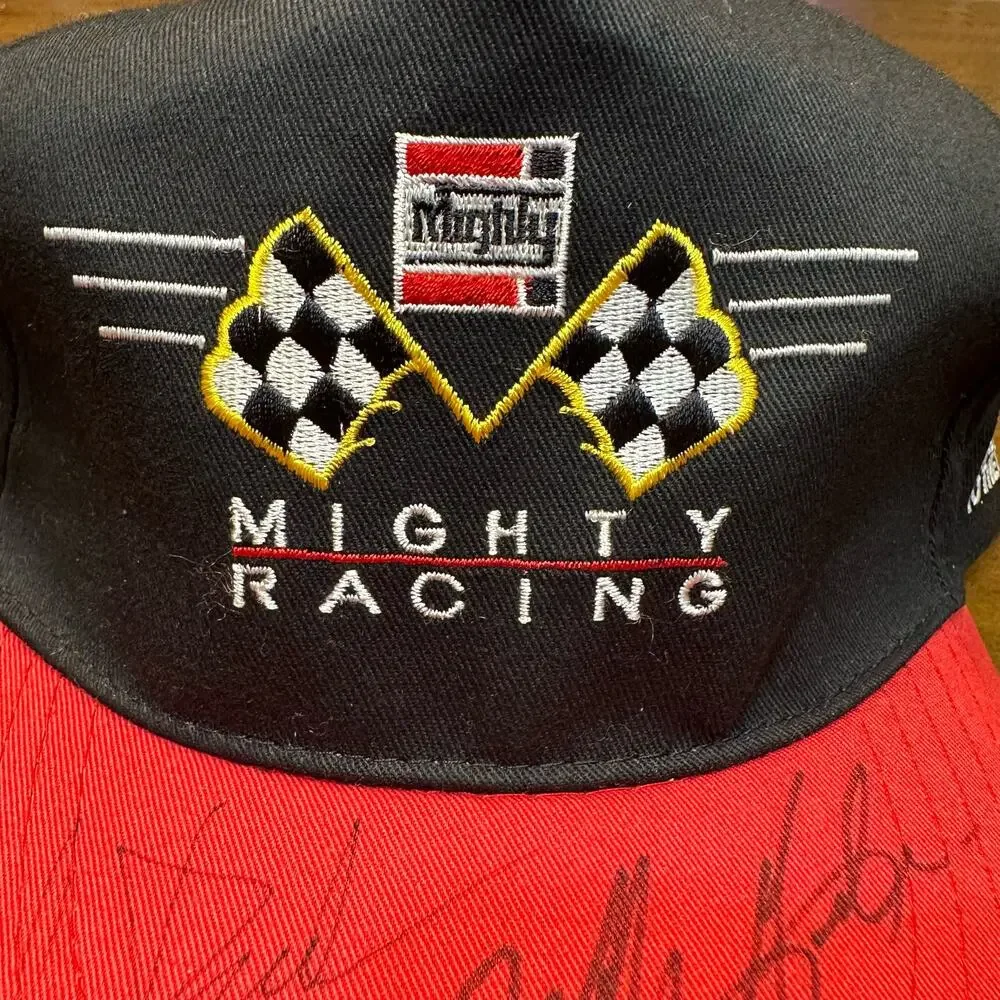 Vintage NASCAR Mighty Auto Parts Racing Autographed Snapback - Big Stitched Logo